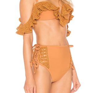 TulaRosa high waist crotched tan/brown bikini bottoms Size Small